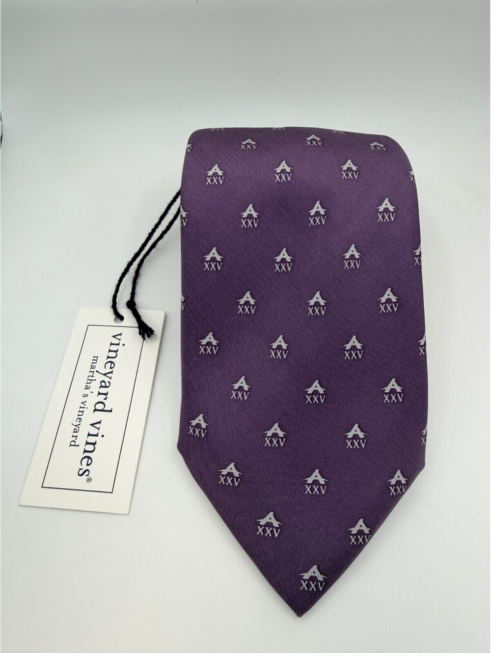 Vineyard Vines Mens Silk Tie NWT Purple Custom XXV 25th Anniversary Logo